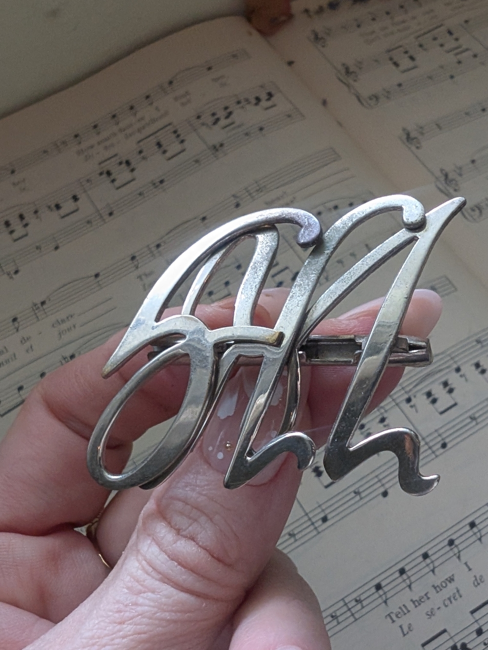 Silver Script Initials Brooch SLL - Men's Accessory - Picture 3 of 10